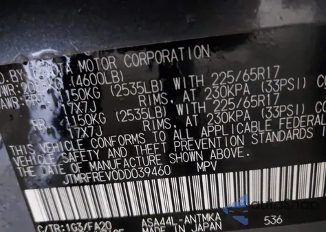 2013 Toyota Rav4 Xle from USA, damaged, VIN JTMRFREV0DD039460